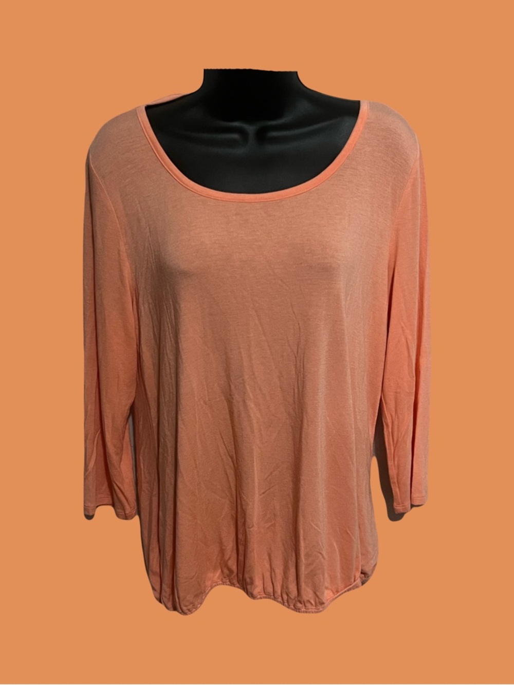 New York & Company Lightweight Scoop Neck Long Sleeve Top - Peach